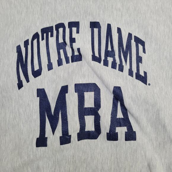 Vintage 90s Notre-Dame MBA Sweatshirt Medium 20x27 Gray USA - Picture 7 of 11